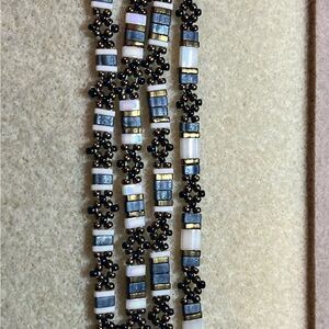 Elegant Blue and White Beaded Bracelet